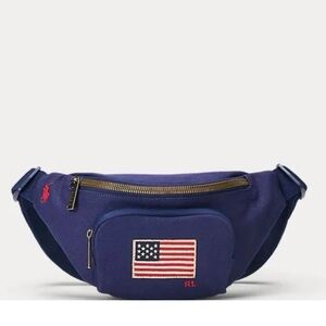 New Ralph Lauren Flag-Appliqué Canvas Waist pack crossbody Fanny